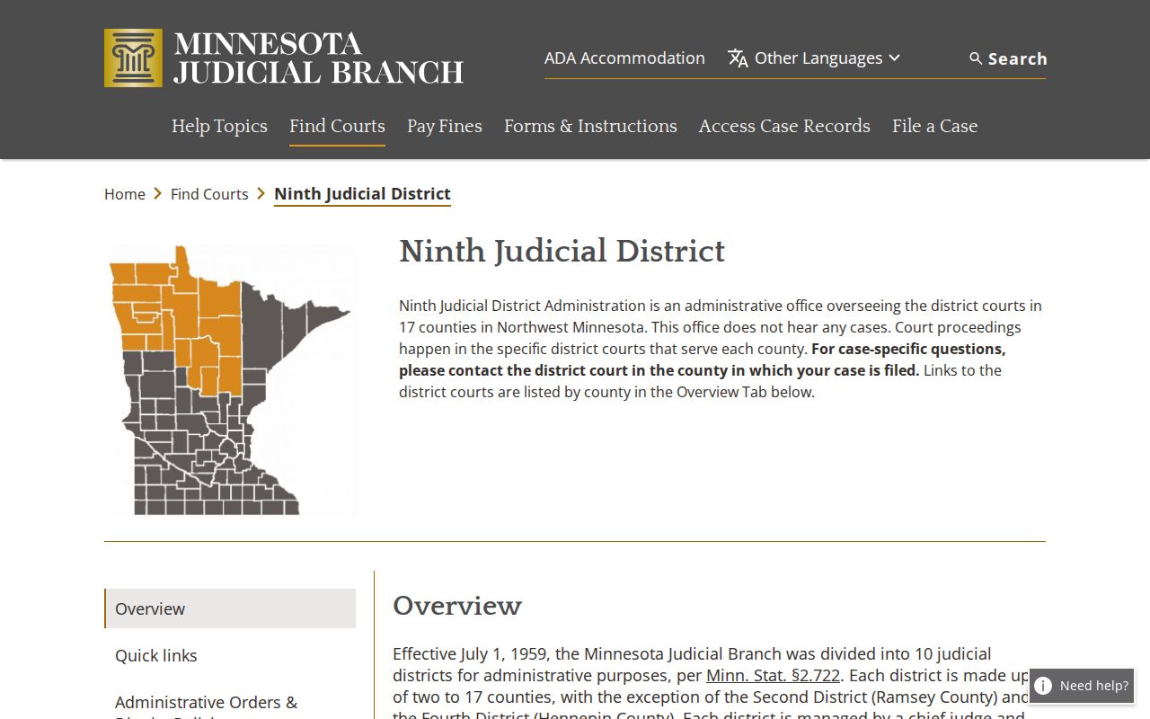 Cass County court docket Ninth Judicial District information
