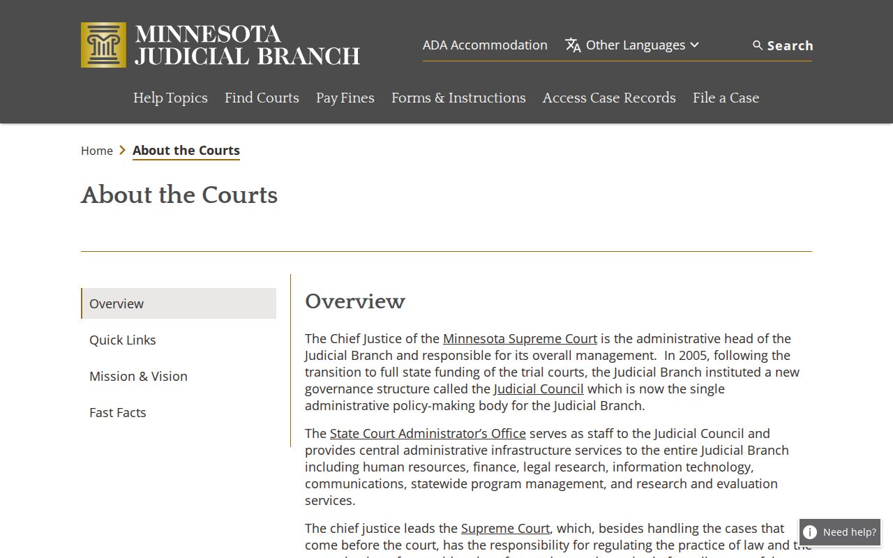 Cass County court docket Minnesota Judicial Branch court structure