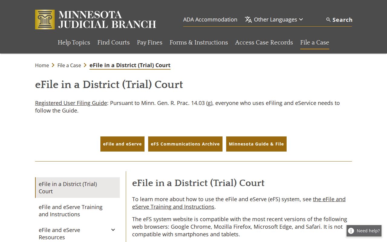 Lake Shore court record source image for Minnesota eFile and eServe