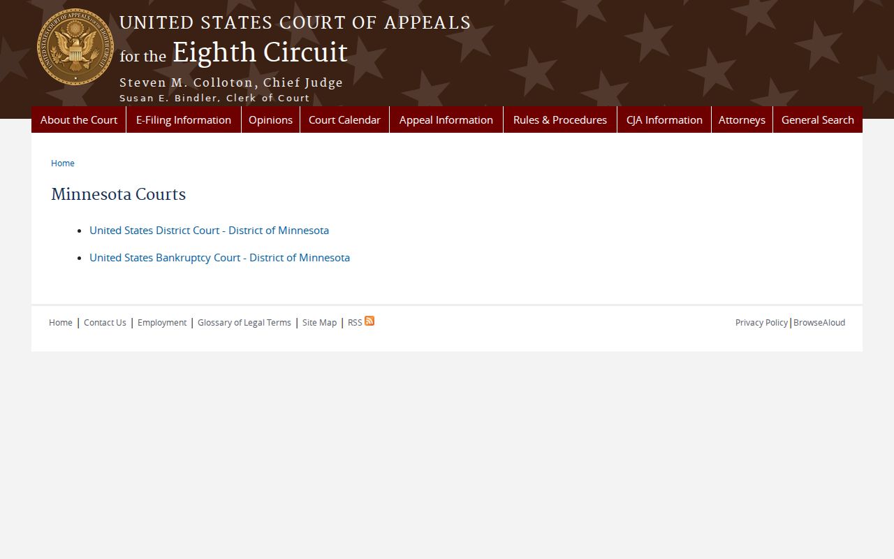 Pillager court record source image for Eighth Circuit courts