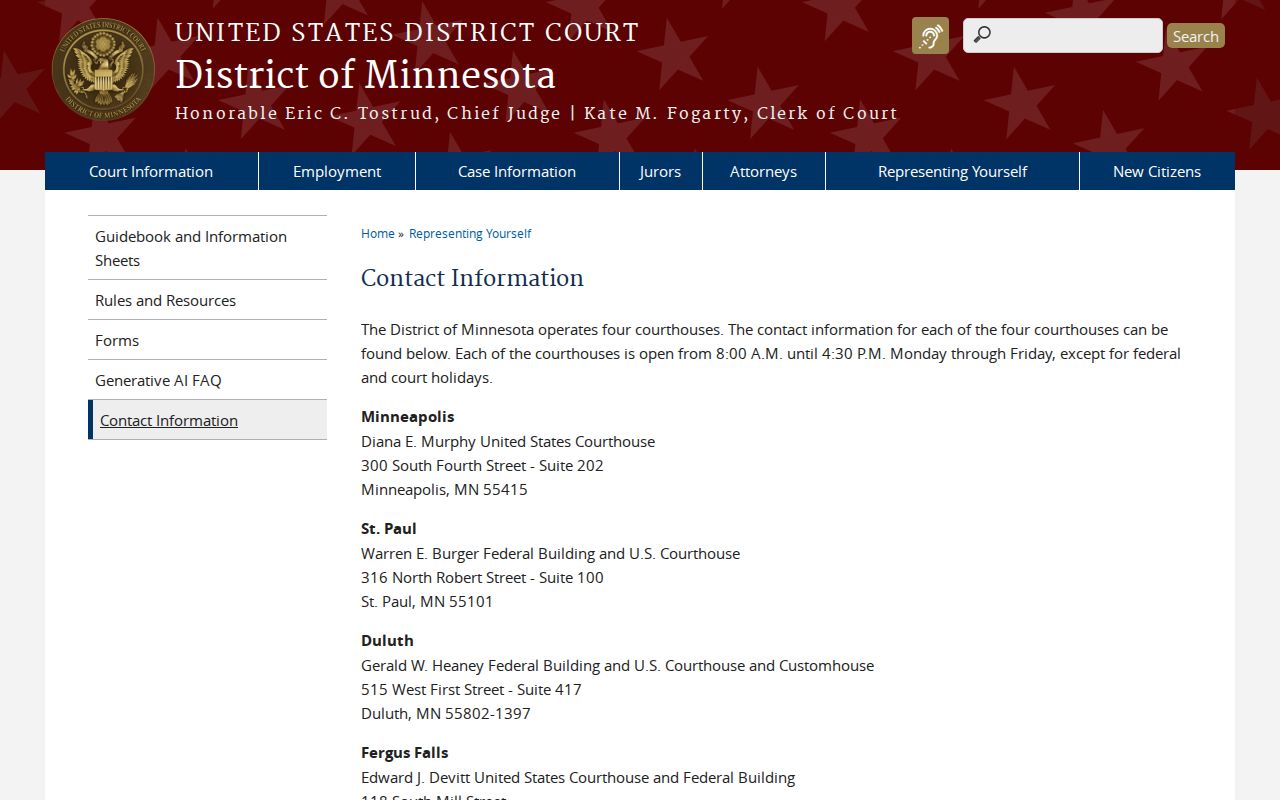Pine River court record source image for federal court contact information