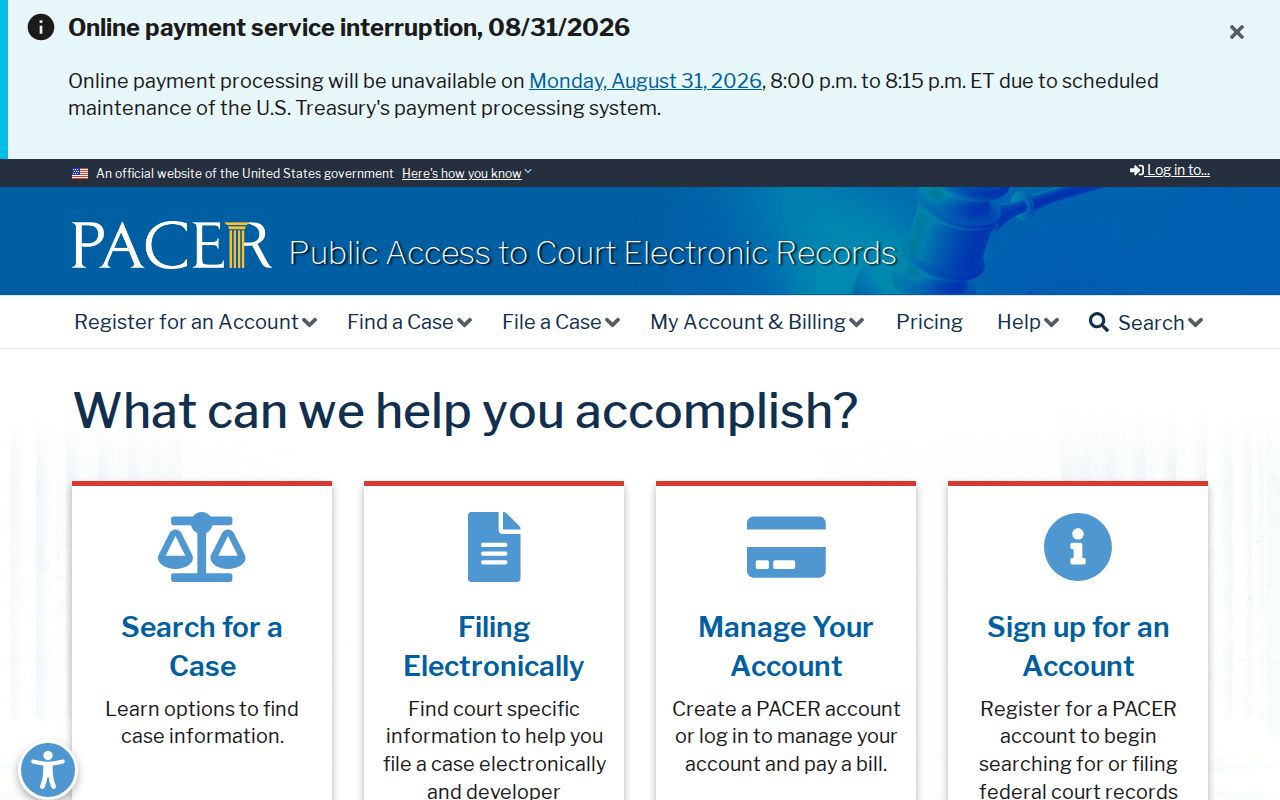Pine River court record source image for PACER federal records