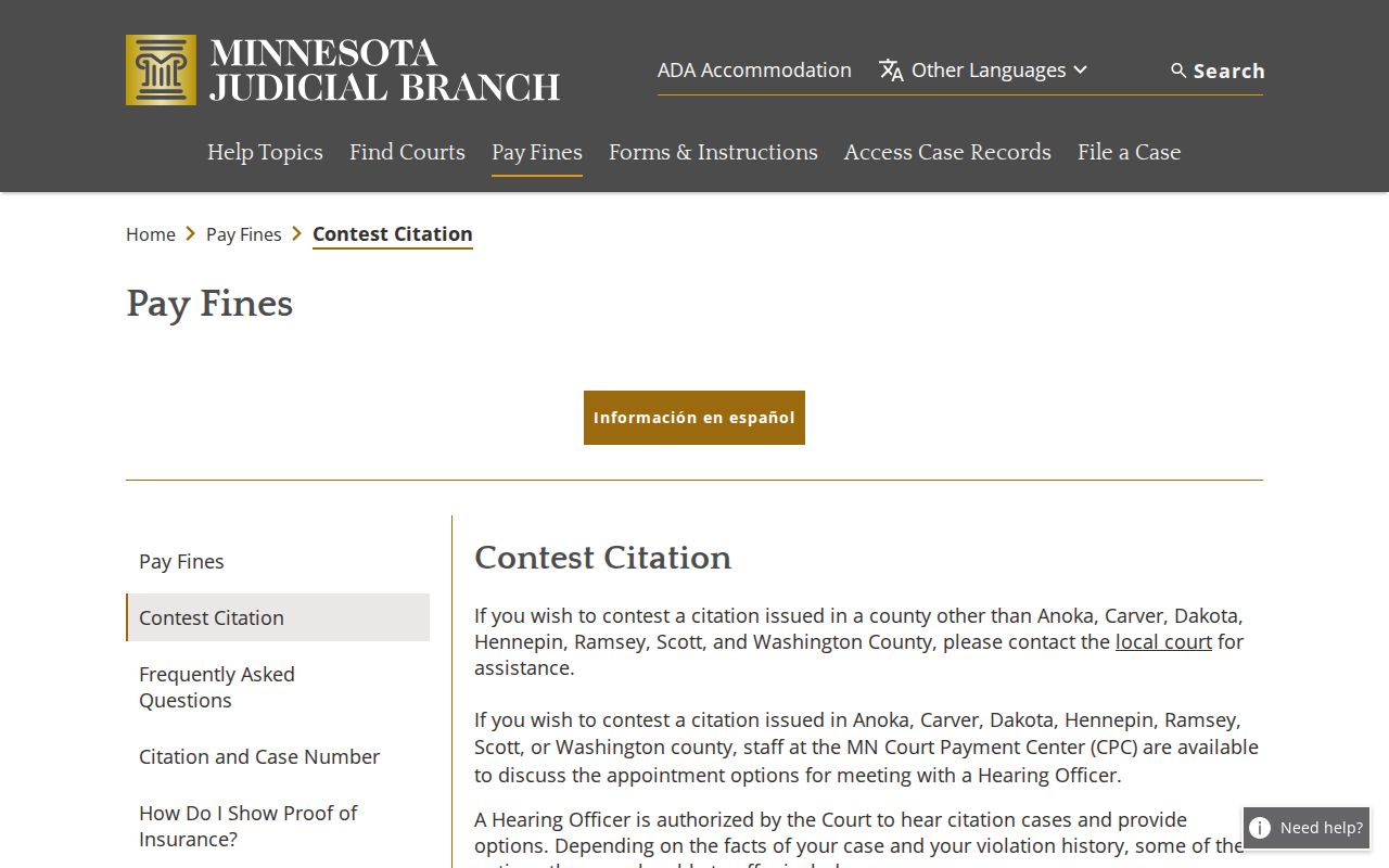 Cass County traffic ticket contest citation instructions